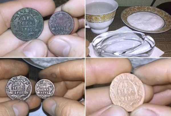 Чистим медные и серебряные монеты разными способами: уксусом, содой, солью и другими веществами